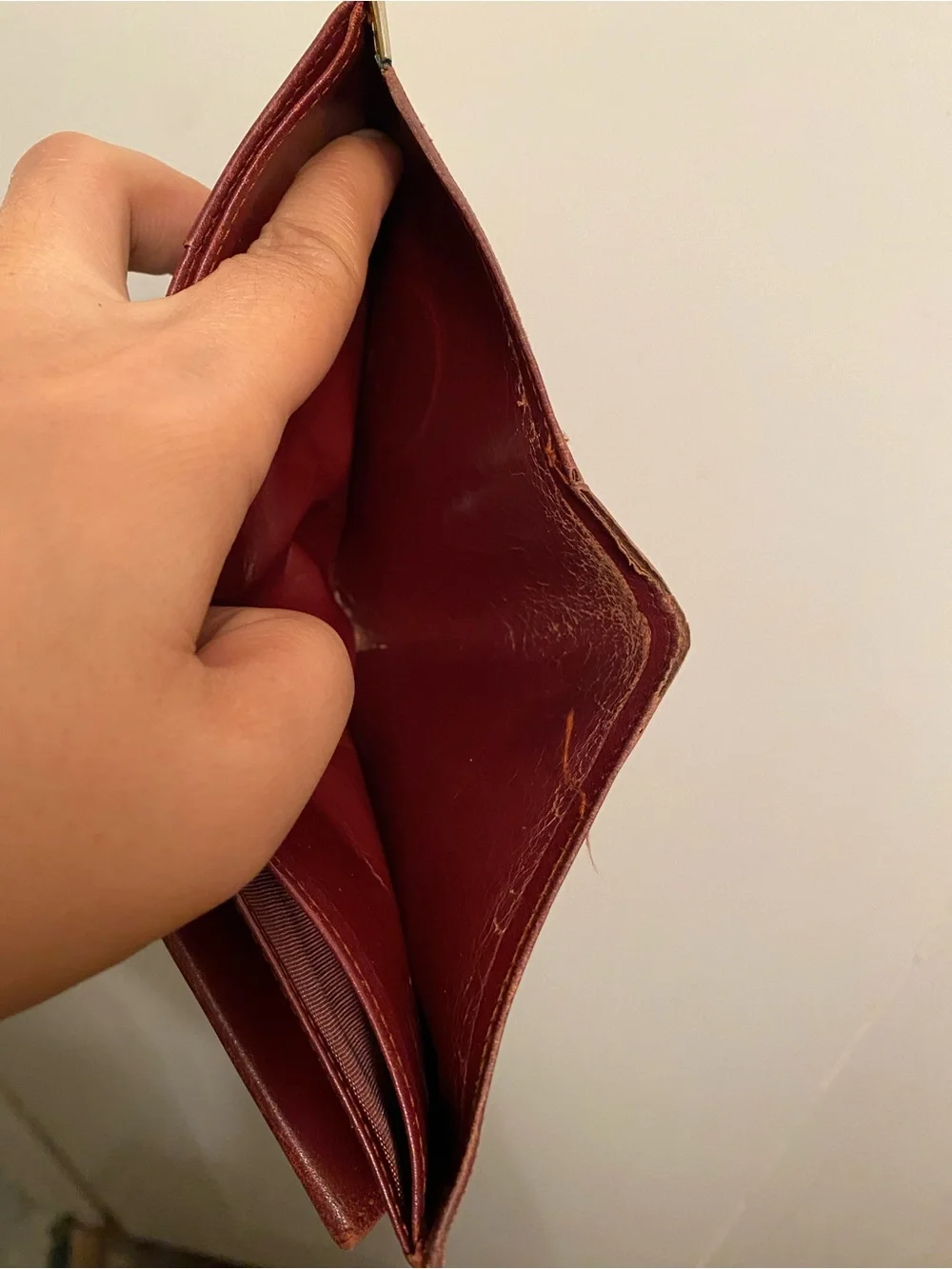 Cartier Euc Leather Bifold Wallet - Burgundy with Gold Corners